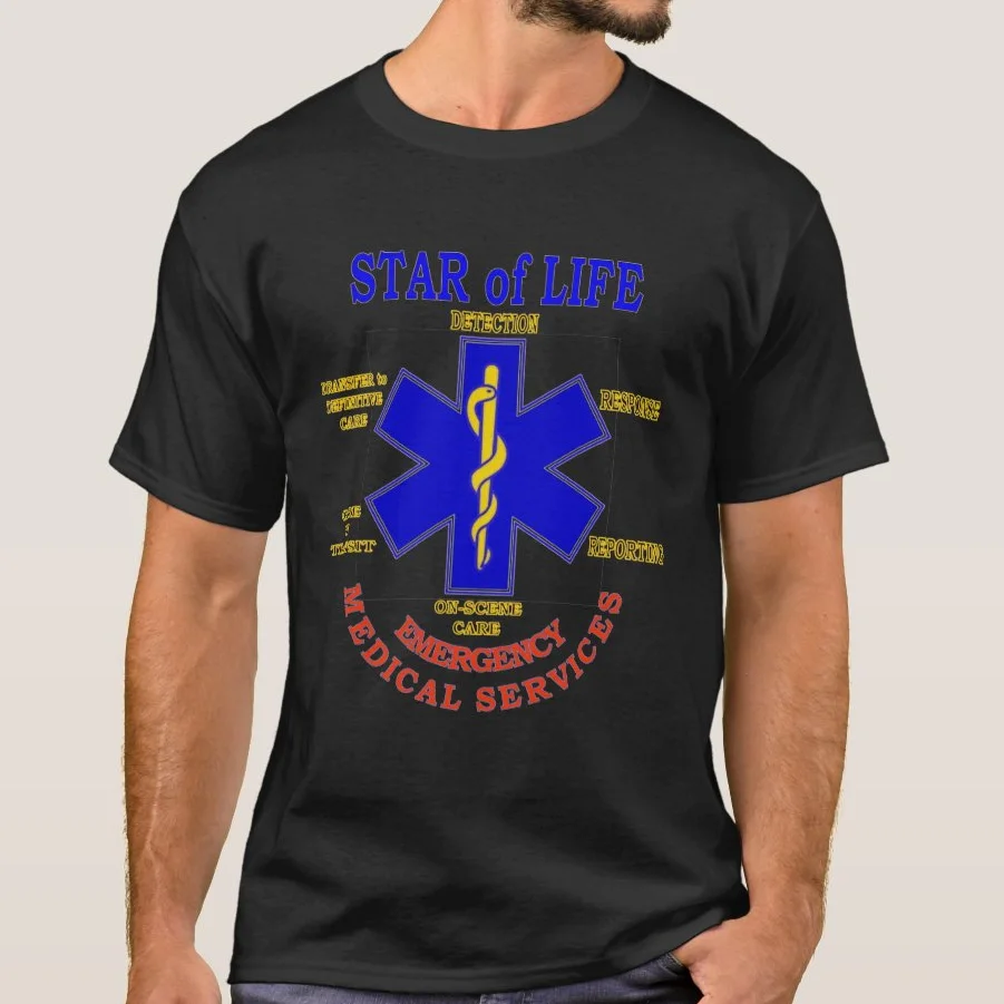 

Novel Star of Life Medical Paramedics T Shirt. High Quality Cotton, Large Sizes, Breathable Top, Loose Casual T-shirt S-3XL