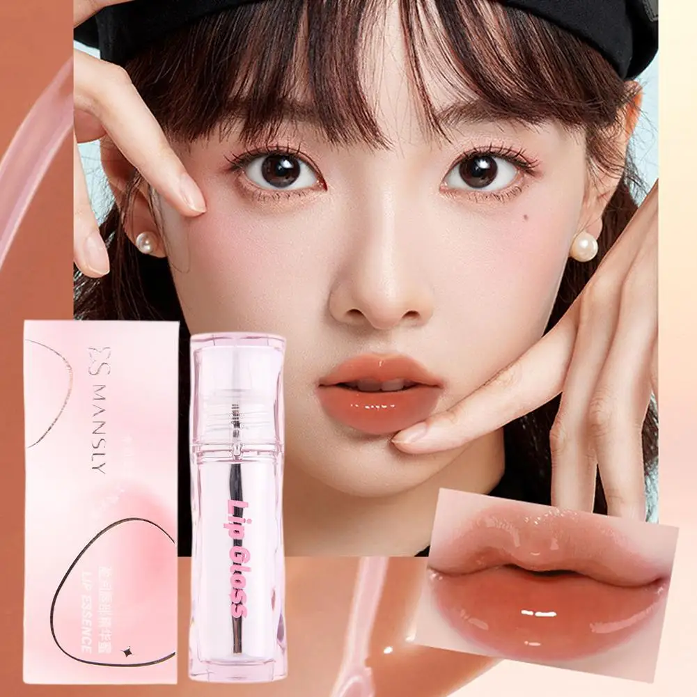 Water Light Mirror Lip Gloss, Natural Whitening Lip Finish, Lip Plumper Moisturizing 1PCS Shining with Essence Non-Sticky F6W4