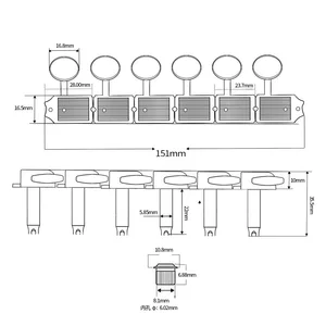 FLOOR SILVER SILVER 6 IN LINE VINTAGE GUITARY MACHINE HEADS TUNDERS PEGS KEYS 6R GUITAR ACCESSORIES 10 Main Sales Tarrachas Guitar with lock - №7