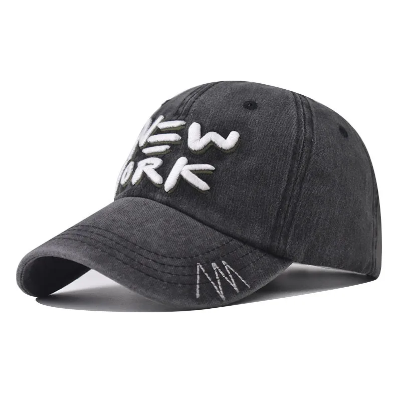 

Vintage New York Embroidered Baseball Caps Women Summer Outdoor Sunscreen Soft Top Hat Showing Face Small Casual Men's Hats