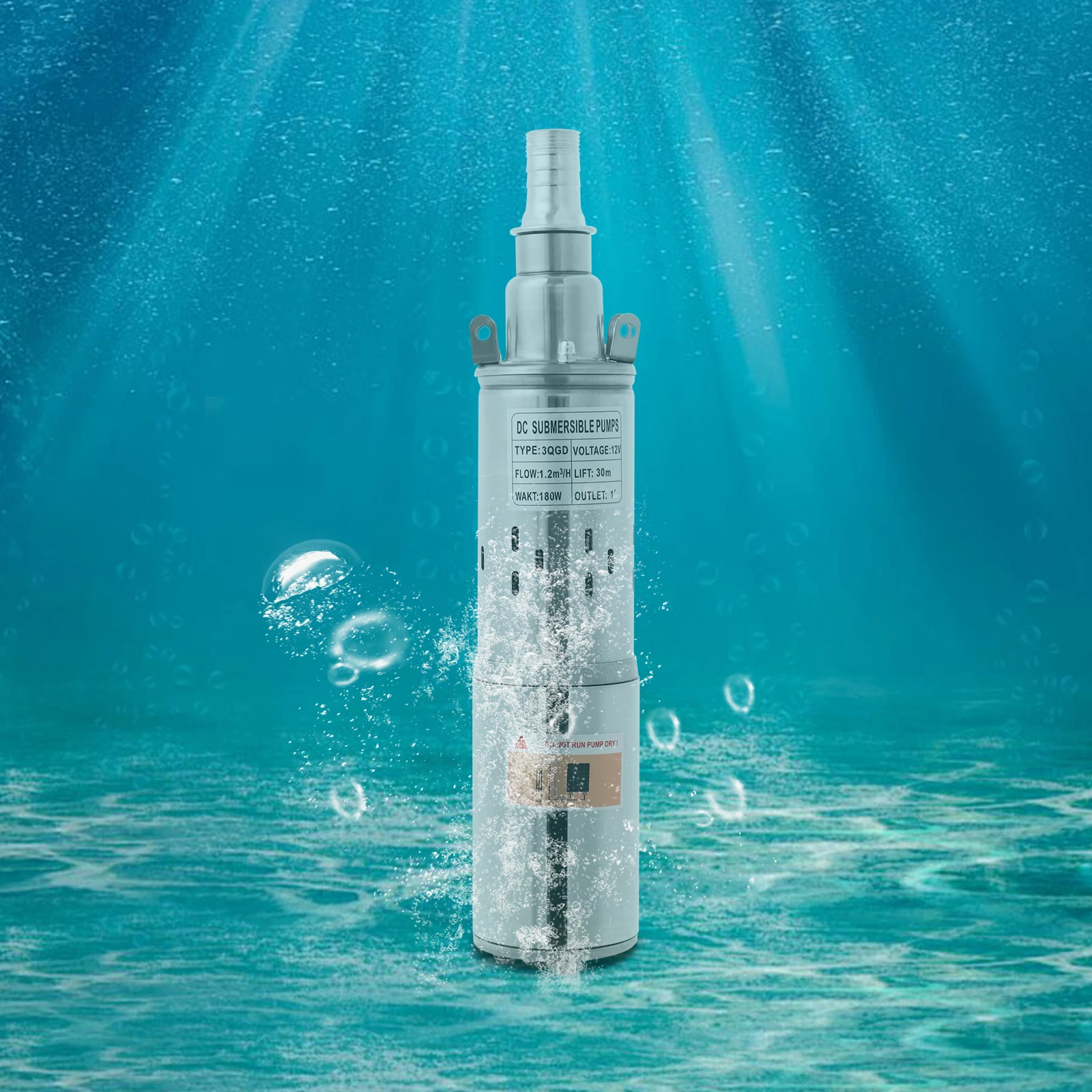 Погружной водяной насос 180 Вт, максимальный расход 12 В, 1,2 м3/ч, насос для глубокой скважины солнечной энергии, мощный насос, энергосберегающий, длина провода 17 м