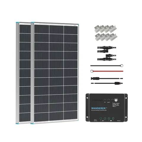 Renogy 200W 12V Monocrystalline Solar Panel Kit + 30A PWM Charge Controller