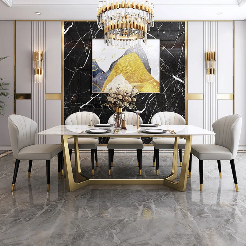 Sintered stone dining table, small home rectangular dining table, dining table and chair combination