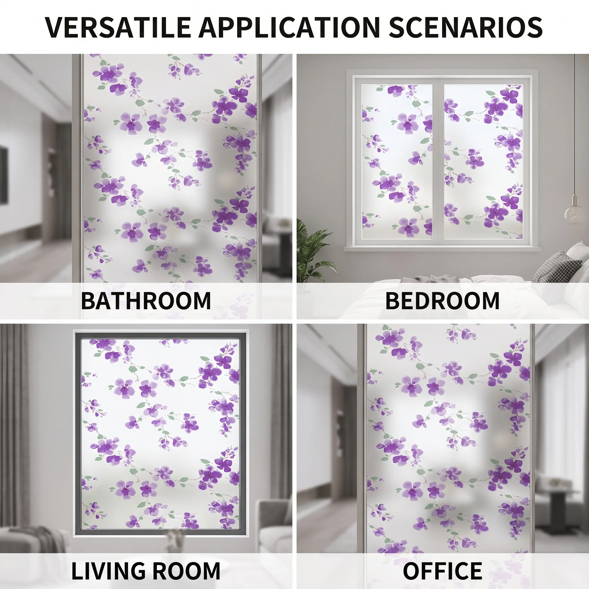 Film adhésif violet à motifs f - Home Bathroom Window Tint avis et prix