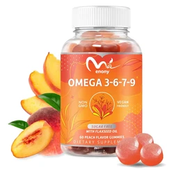 Organic Omega 3 gummies, containing flaxseed oil Omega 6, 7, 9, DHA, and EPA - sugar free, supporting the eyes and immune system