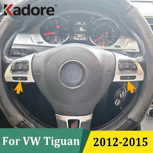 

Для Volkswagen VW Tiguan 2012-2015: Матовая накладка на руль из ABS-пластика, декоративная рамка, панель, аксессуары для интерьера автомобиля