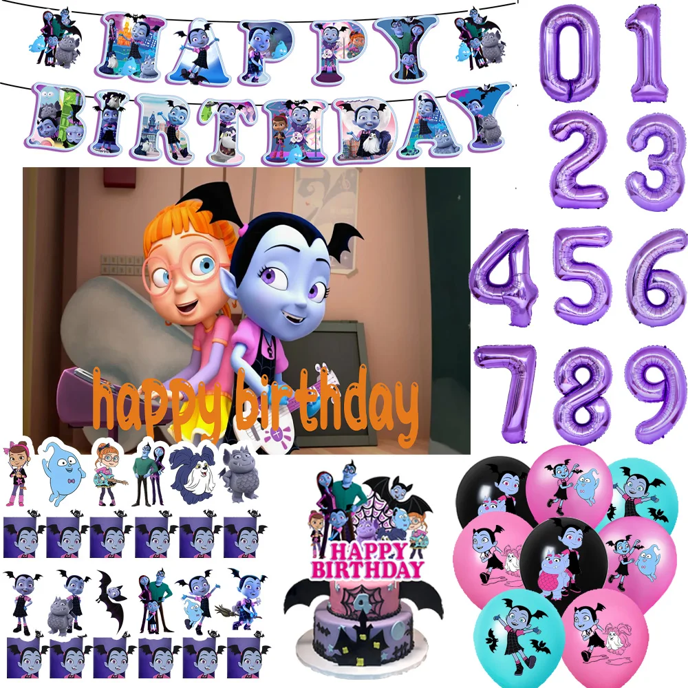 

Disney Vampirina Birthday Theme Party Decorations Cute Teeth Girl Backdrop Balloons Cake Topper Baby Shower Supplies Kids Gift