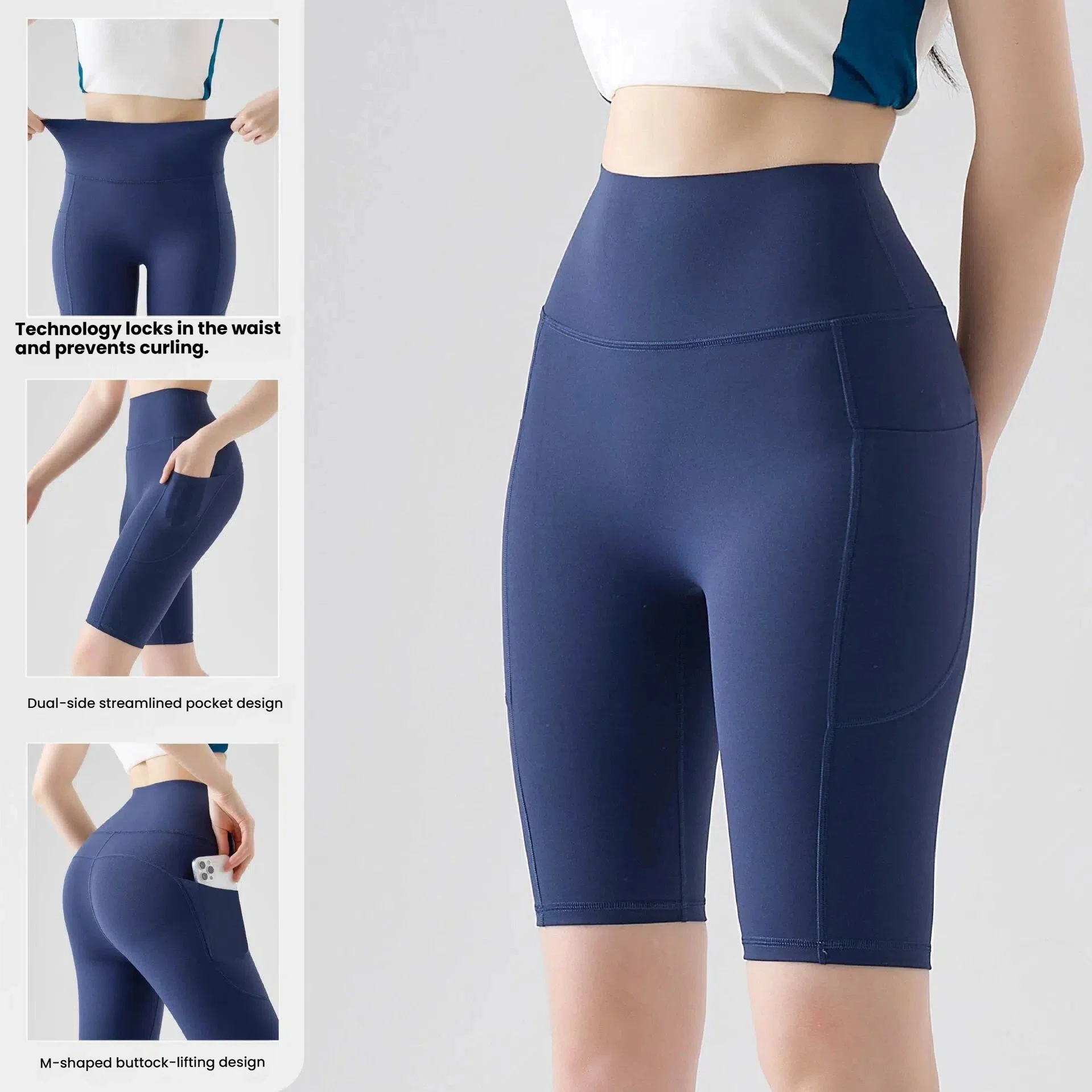 Women High Waist Yoga Shorts 5 Inch Quick Dry Tummy Control Butt Lifting with Pockets Running Cycling Gym Workout fitness shorts