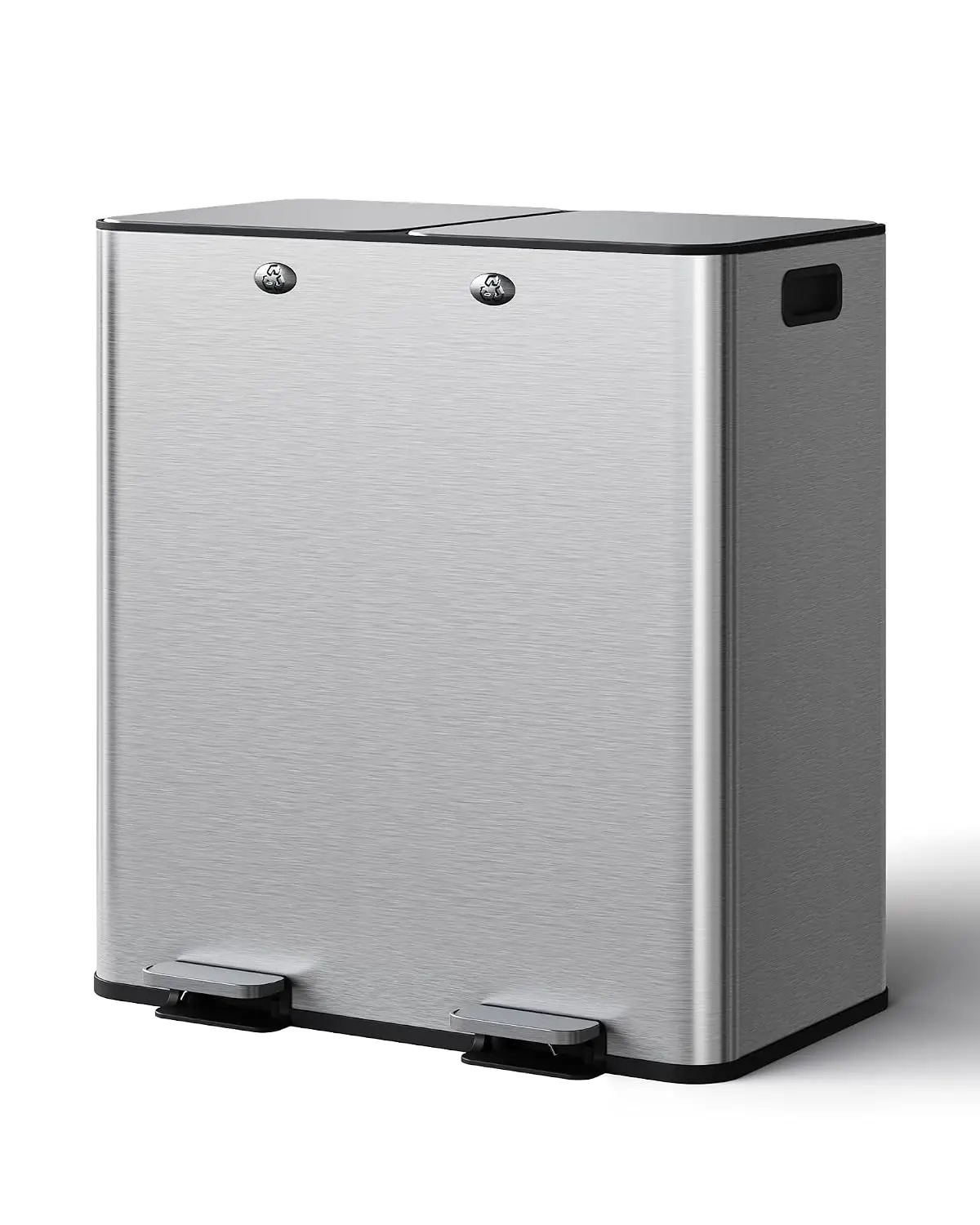 Garvee Dual Kitchen Trash Can, 13 Gallon Total Capacity 2x8 Gal Step Pedal Stainless Steel Silver
