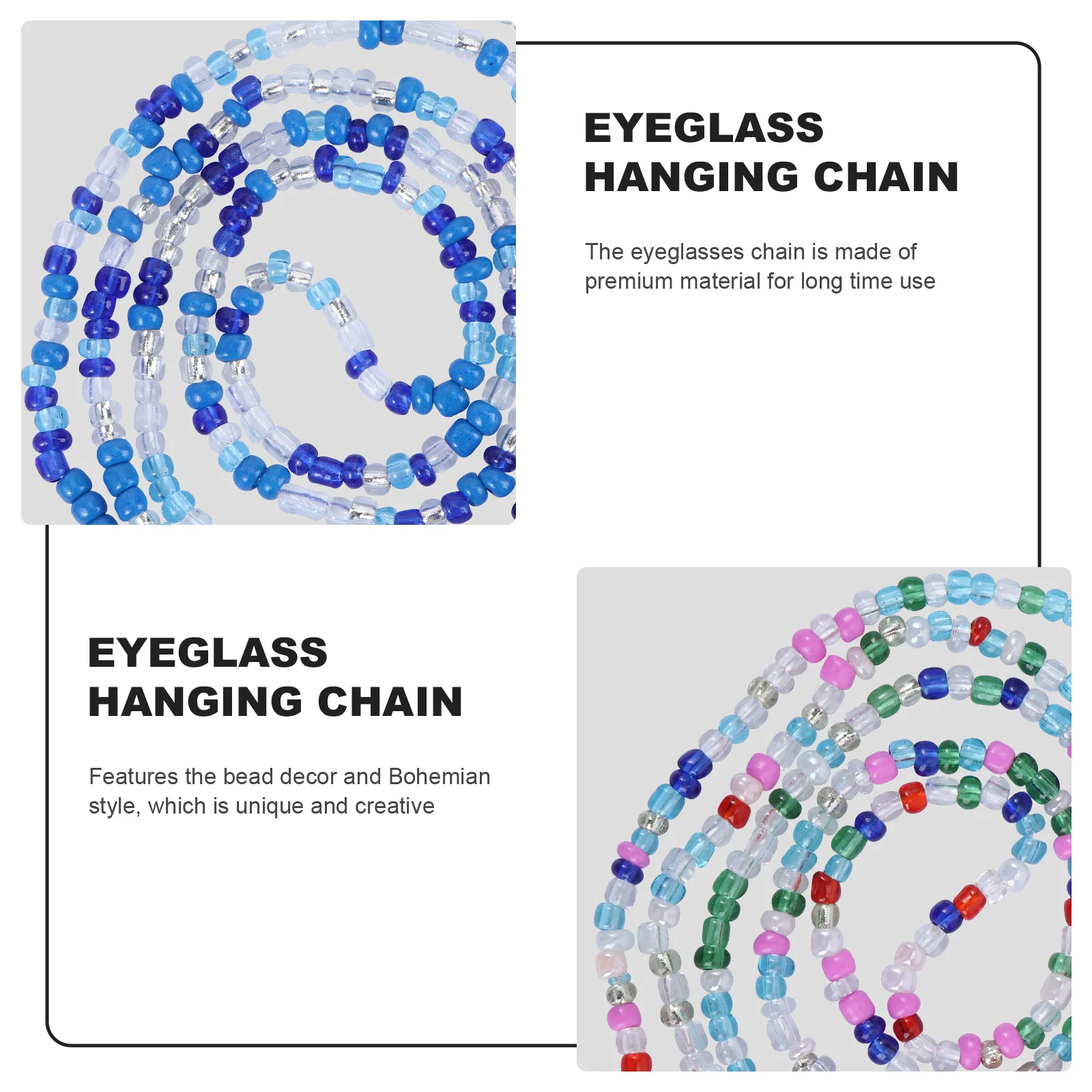 3 Buah Rantai Kacamata Gaya Bohemian Dekorasi Manik-manik Modis Aksesori Kacamata Anti-selip Rantai Kacamata Aksesori Kacamata