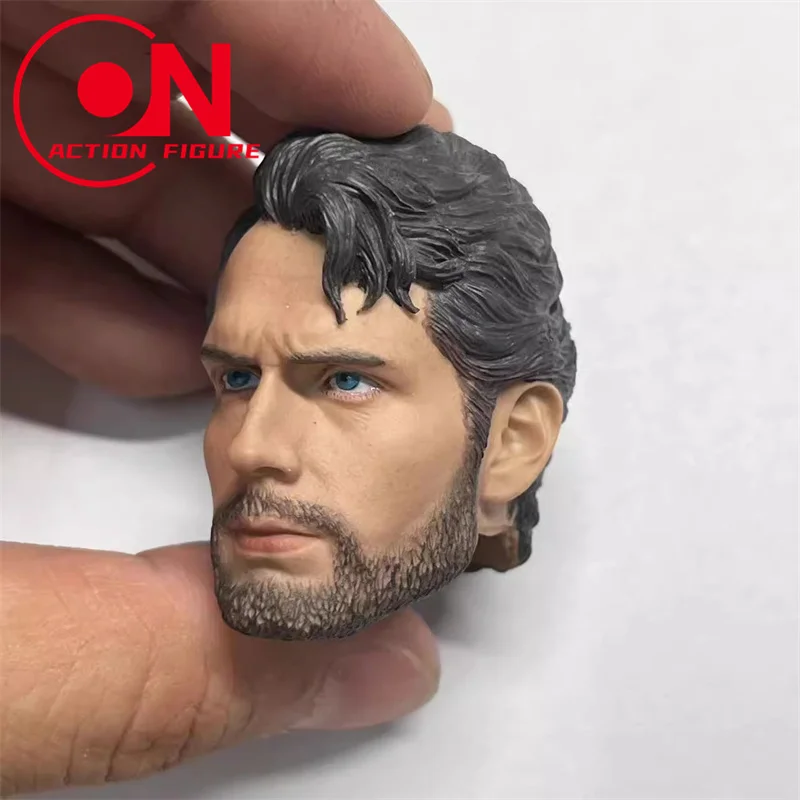 Cabeza esculpida de Henry Cavill barbuda, modelo tallado de cabeza de PVC para muñecos de cuerpo de figura de acción de soldado masculino de 12 pulgadas, 1/6