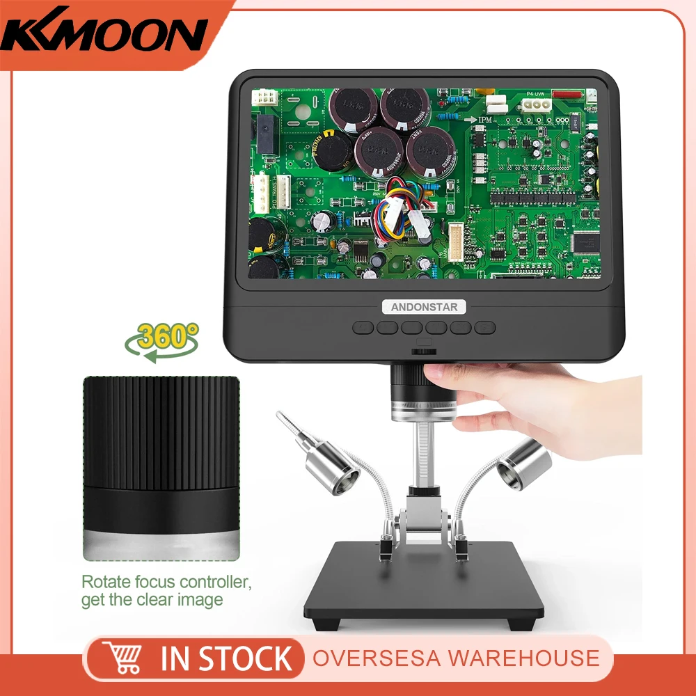 AD208S 8.5 Inch LCD Display Screen 5X-1200X Digital Microscope 1280 * 800 Adjustable 1080P Scope Soldering Tool with Two Lights