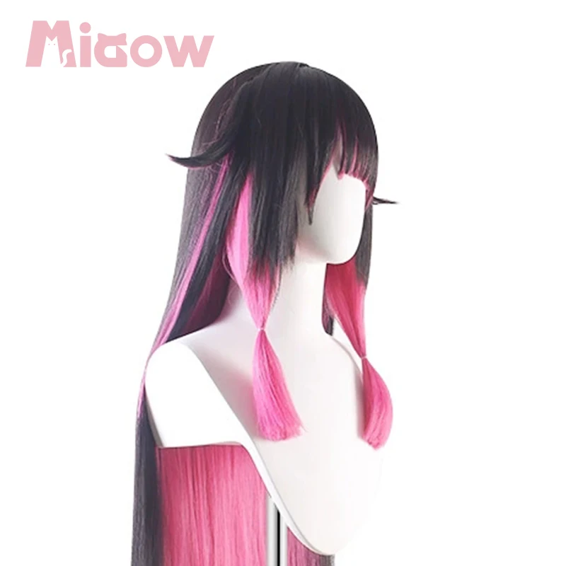 Columbina Hyposelenia Cos Wig Genshin Impact Black Pink Gradient Long Straight Pre-styled Braided Synthetic Cosplay Wig