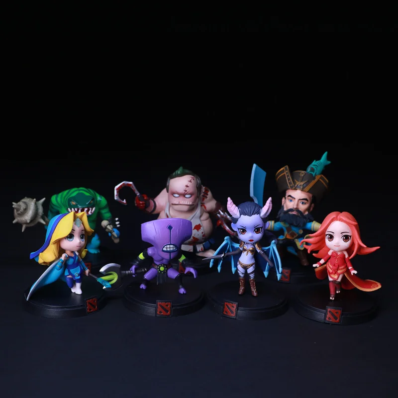 Dota 2 Figure Action Heroes Set Jakiro Shadow Fiend Snapfire Earthshaker Drow Ranger Rubick Treant PVC Q Version 4\