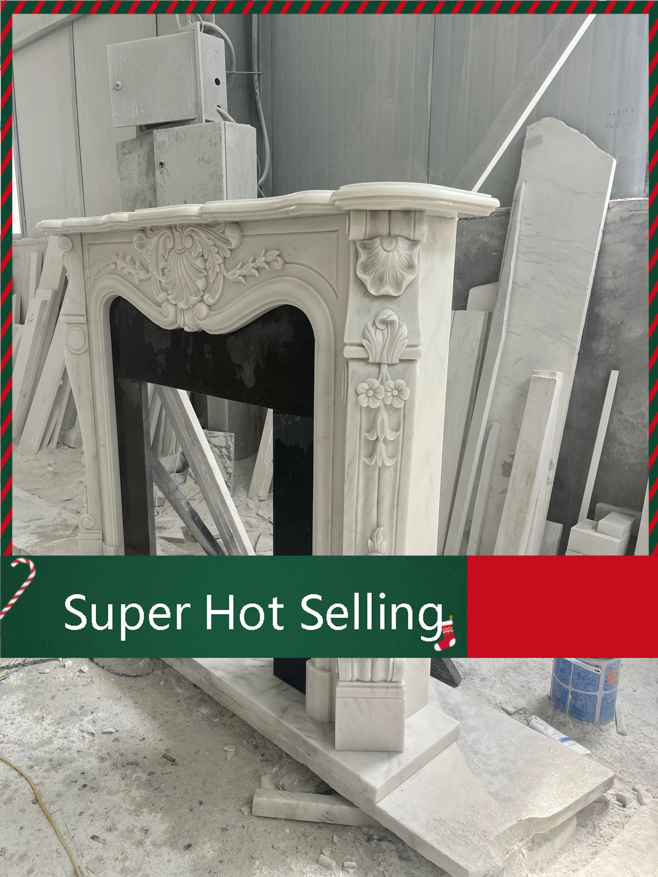 

D071 Marble fireplace French European carved living room decorative cabinet white marble stone sculpture fireplace rack
