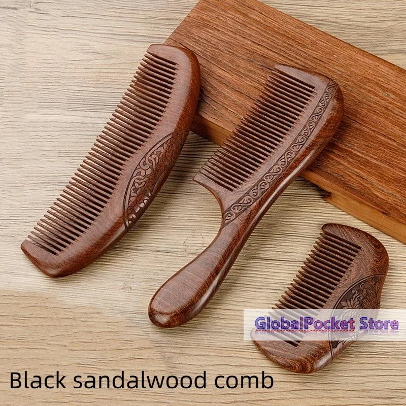[TG823]Pocket Wooden Comb Natural Black Gold Sandalwood Ultra-narrow-tooth Wooden Comb Anti-static Lice And Beard Comb Hairstyle