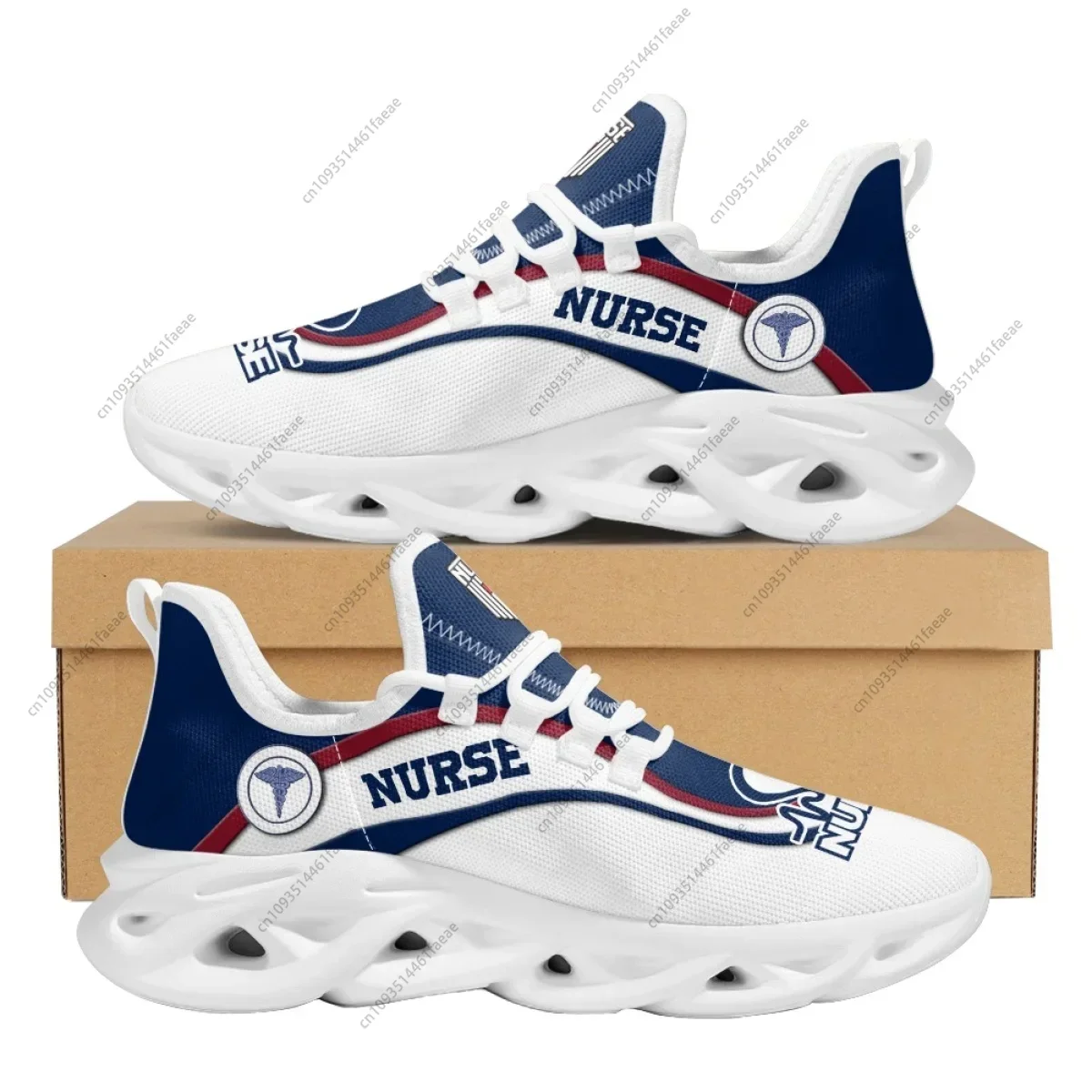 Custom EMT Nurse Pattern Platform Sneakers Light Mesh Shoes Women Lace-Up Shoes Spring Travel Mesh Kint Shoes Daily Flats