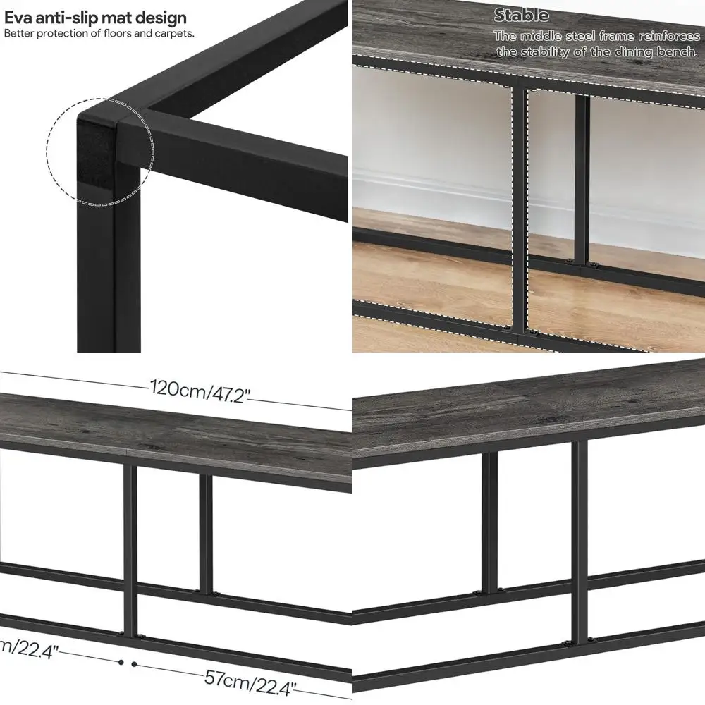 

Обеденная скамейка из угольно-серой стали 47,2, промышленный стиль, простая сборка для кухни и столовой BC12CD01