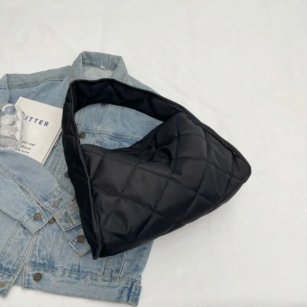

Fashion Cloth Shoulder Bags Large Capacity Rhomboid Plaid Puffy Handbags Underarm Bags Women Girls
