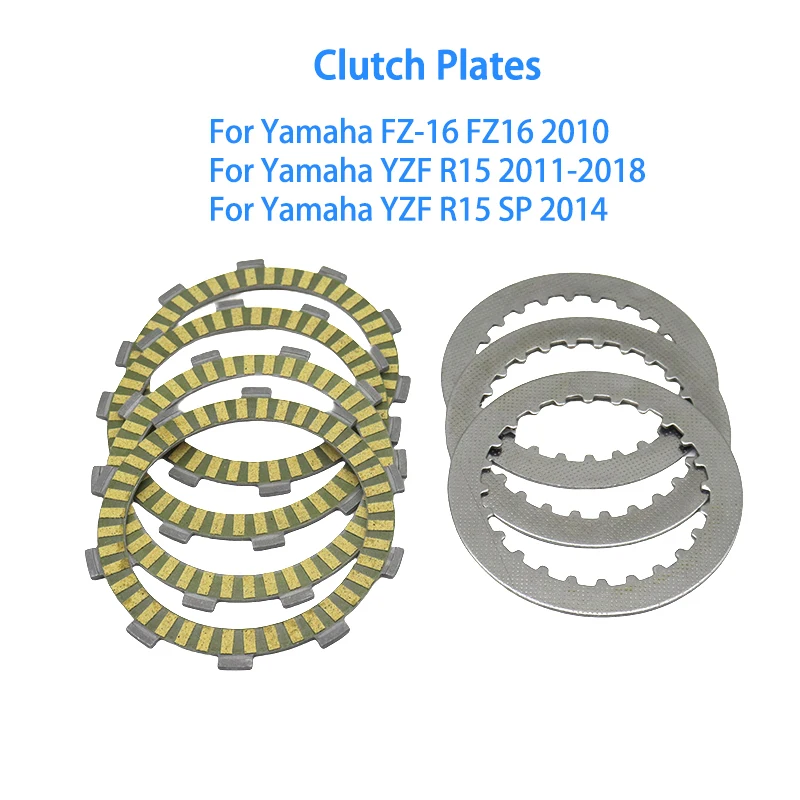 Accesorios de motocicleta, placa de fricción de embrague de motor, kits de discos de placa de acero para Yamaha FZ16 2010 YZF R15 2011-2018 YZF R15 SP 2014