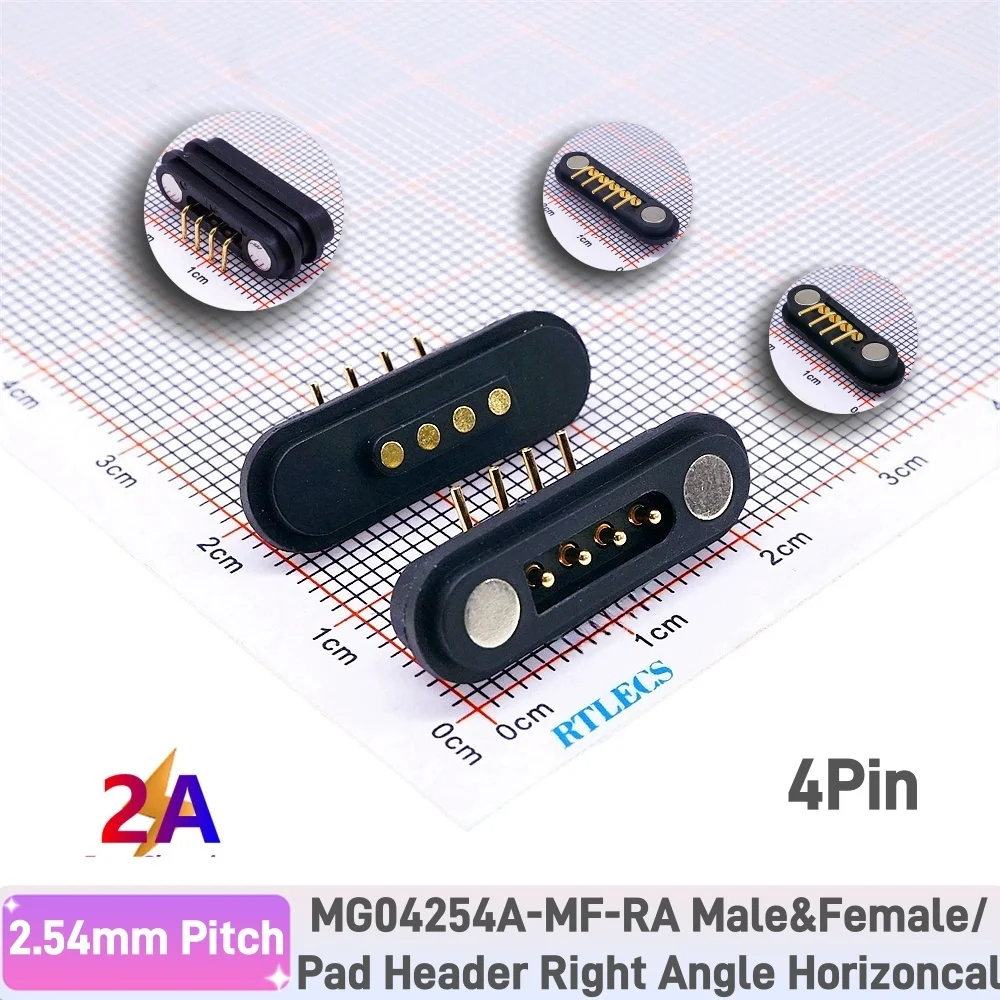 2A wasserdichter magnetischer Pogo-Pin-Stecker, 2, 3, 4, 5, 6 Positionen, federbelastet, 2,54 mm männlich, weiblich, DC-Steckdose, Kontaktleiste