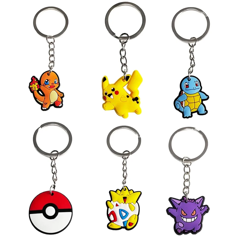 Cartoon Pokemon Pikachu Keychain Silicone Funny Keyring Bag Pendant Couple Car Keyholder Creative Bag Charm Accessories Gift