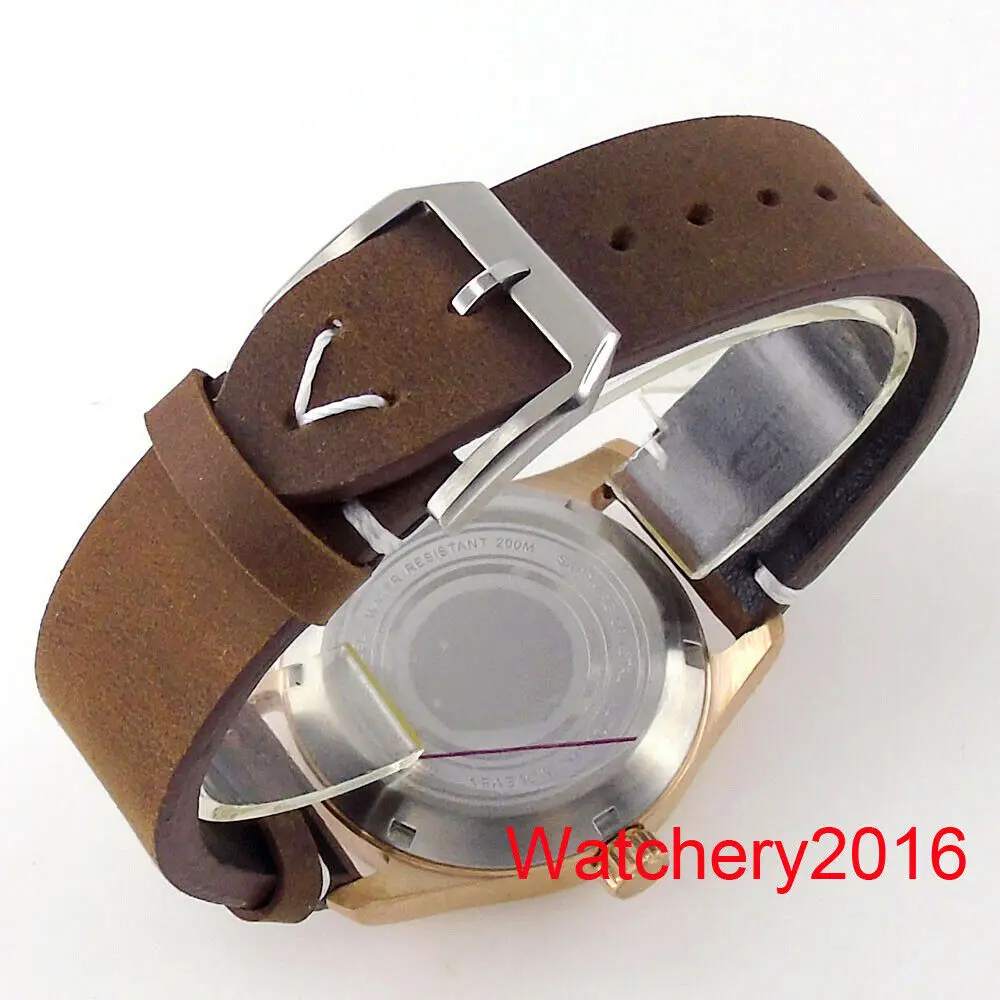 Custom 8 cassa in bronzo 39mm Tandorio NH35A PT5000 movimento modello automatico orologi da uomo cinturino in pelle lancette luminose