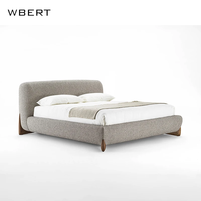 WBERT-cama doble de madera maciza de 1,8 m, dormitorio principal minimalista italiano, tela moderna, juegos de marcos de estilo suave