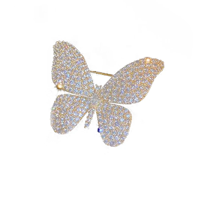 Broche en cristal de tempérament pour femme, épingles papillon biscuits brillants, corsage élégant, bijoux de fête de mariage, meilleur cadeau, mode