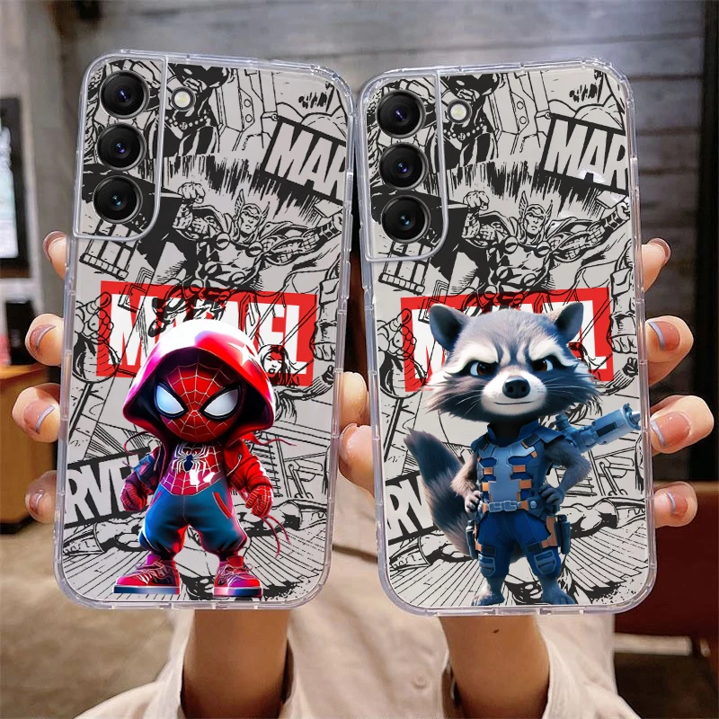 Rocket Raccoon Spiderman Phone Case For Samsung Galaxy S24 S23 S22 S21 S20 Ultra S10 Plus S23 S21 S20 FE Liquid Silicone Shell