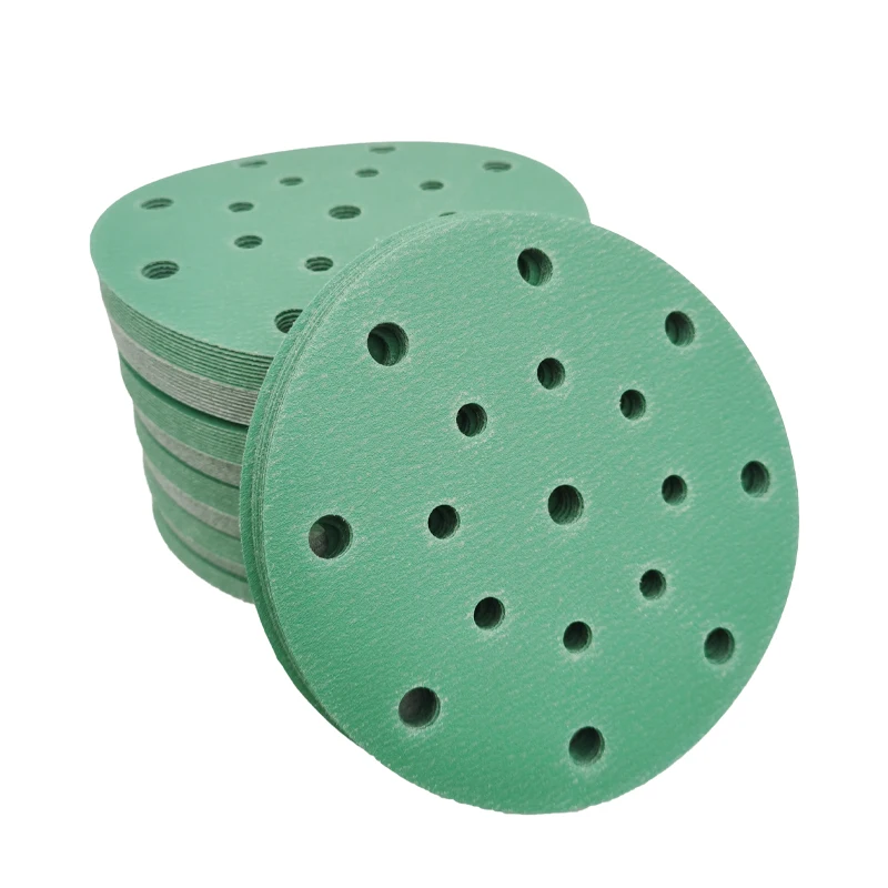 

Green 100 sheets of 6 inch 17 hole sandpaper 150 mm round flocking 80-400 grit abrasive for Festool sander