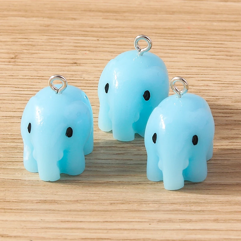 Tusember 10 Stück Harzanhänger, niedliche Cartoon-3D-Elefanten-Charms für Schmuckherstellung, DIY-Armband, Halskette, Ohrring, handgemachtes Kunsthandwerk – Detail 4