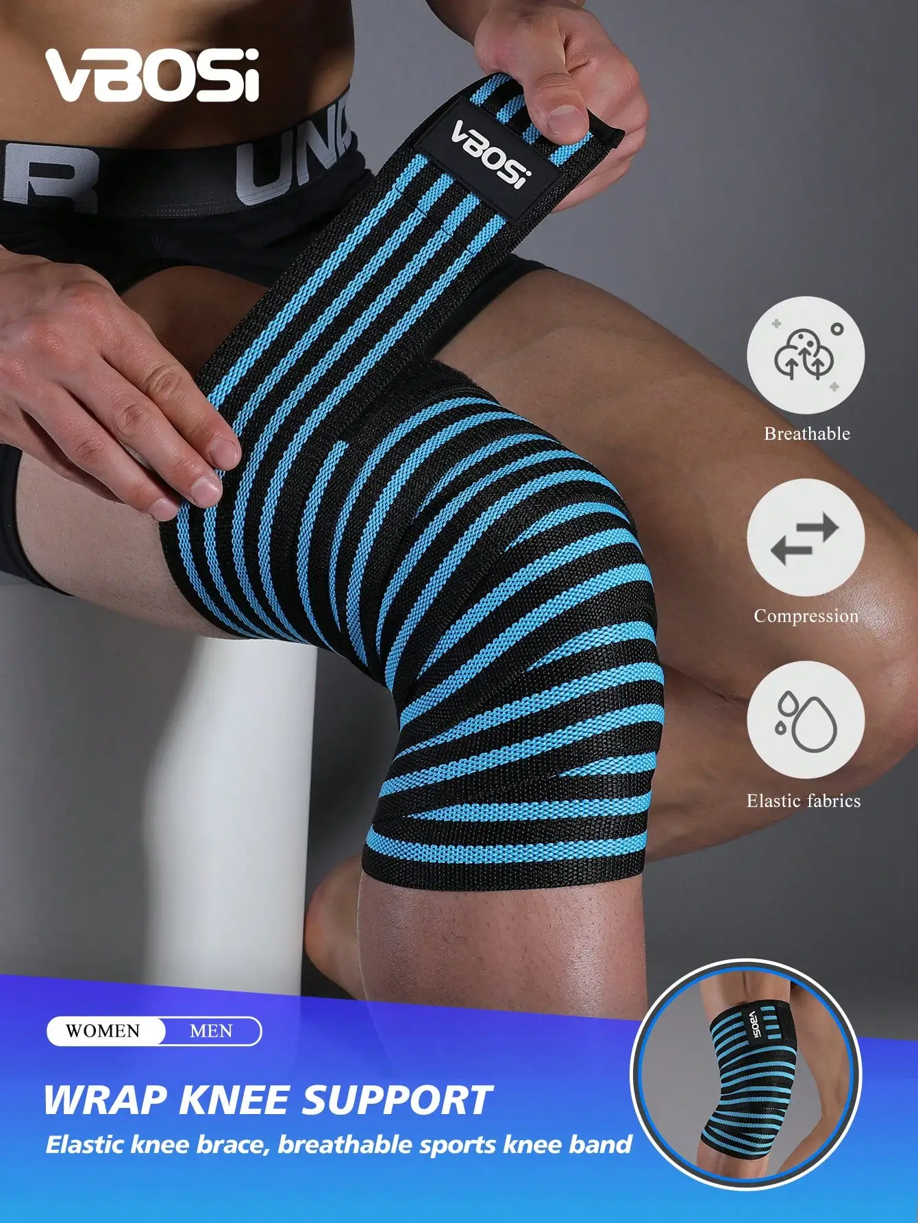 

VBOSI 1 Piece Men Women Adjustable Compression Knee Wrap Support For Squat Weightlifting Gym Accessories Knee Support Sports Knee Pads Gym Knee Pads