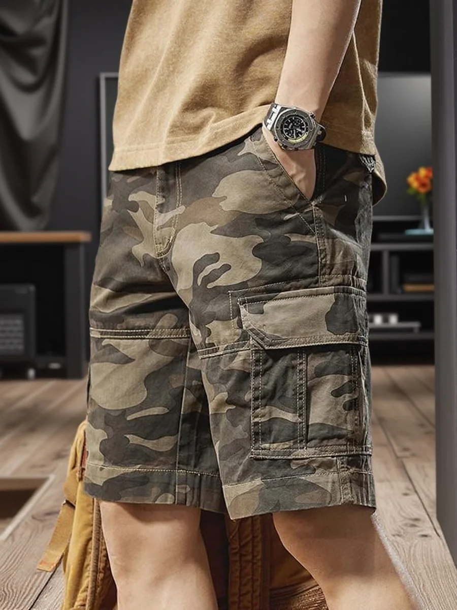 

Casual Camouflage Work orts Men's Summer Loose Fit Military Sle Tactical Leisure Five-Quarter Pants Youth Daily Wear