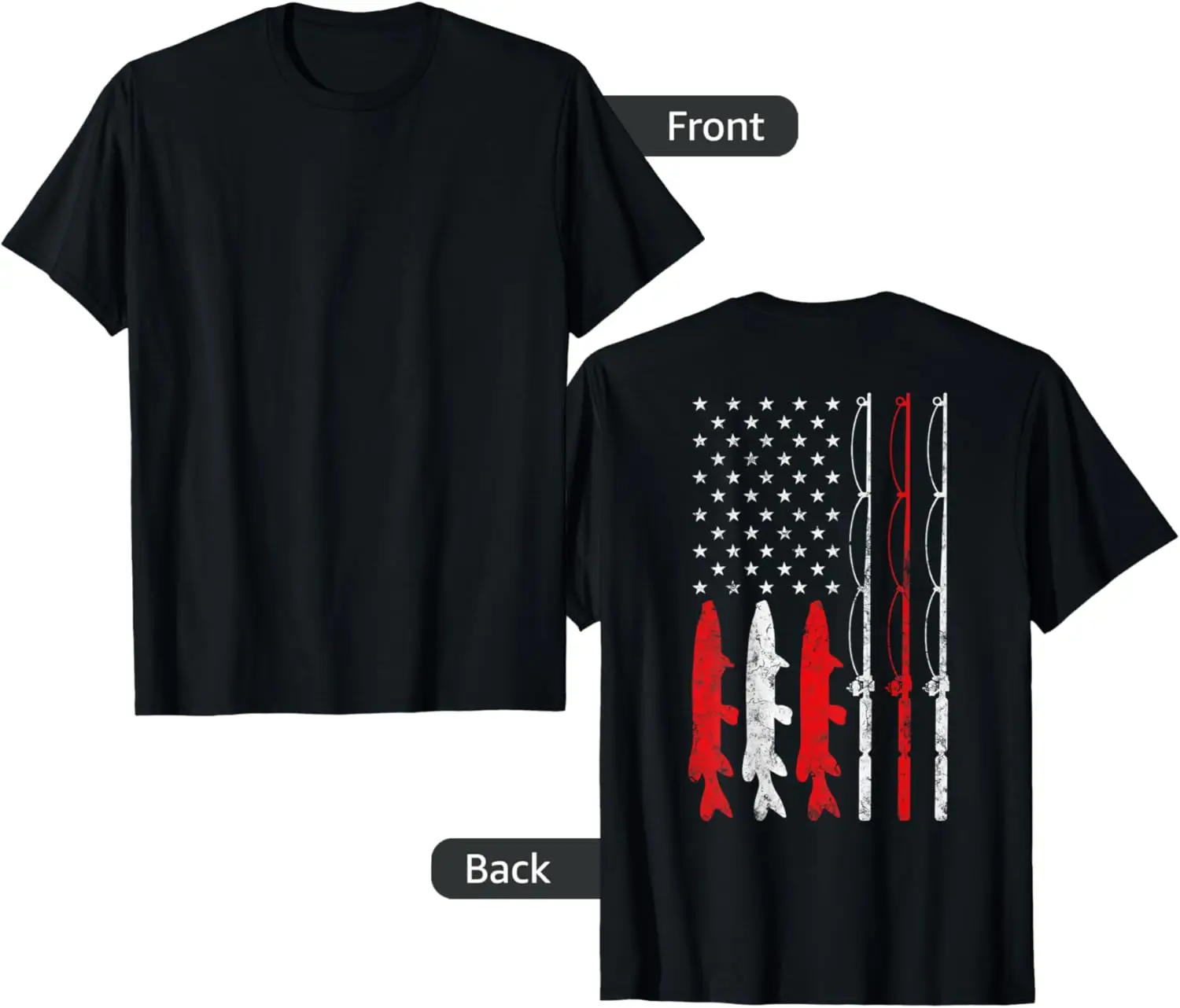 

Fishing Rod American Flag Vintage Fishing gift for Fisherman T-Shirt