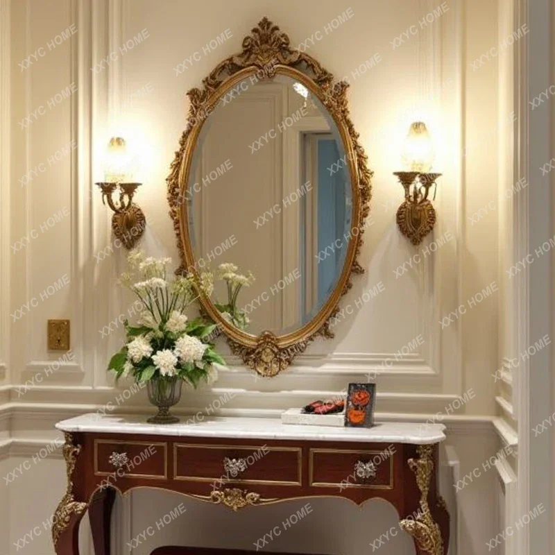 XX  Makeup Mirror for Home, Light Luxury Entryway Cabinet, Fireplace Wall-Mounted Decorative Mirror, Art Mirror