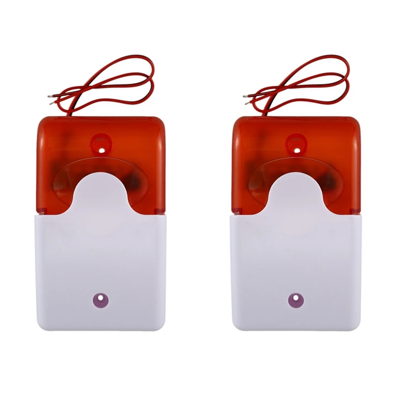 2X Mini Wired Strobe Warning Siren Durable DC 12V Sound Alarm Flashing Light Sound Siren Horn Home Security Alarm System