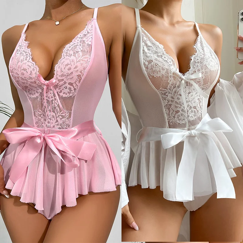 

Женское нижнее белье, сексуальное женское кружевное платье-сорочка Babydoll, комплект эротического нижнего белья Lenceria Sexi, порно костюмы, одежда для сна, экзотическая одежда
