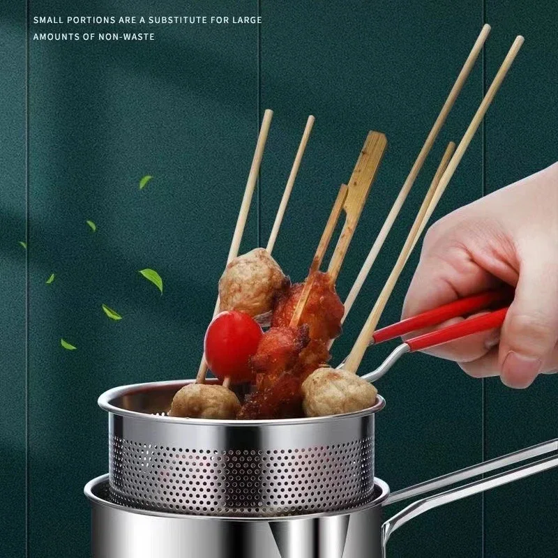 Thickeded Deep Fryer Pot with Basket and Lid Large Stainless Steel Deep Fryer Pasta Basket Chicken Fried Food Strainer