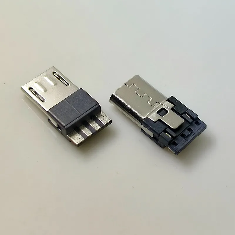 RHZX22628 마이크로 USB 수형 커넥터, 전면 5개 및 후면 4개 와이어 납땜 타입, V8 플러그, 3피스 USB 충전 데이터 케이블 (모바일용)