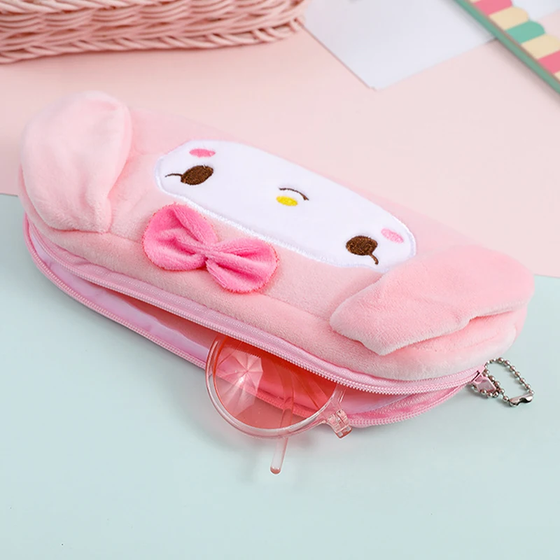 Sanrio Kawaii Kuromi Mymelody Cinnamon Pencil Case Cute Plush Bag Anime Toy Cosmetic Bag Girl Kids Stationery Birthday Gift