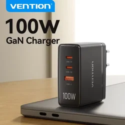 Vention 100W GaN Charger USB Type C Charger for iPhone 14 13 12 11 Pro Max QC 4.0 3.0 Fast Charge for MacBook Tablet PD Charger