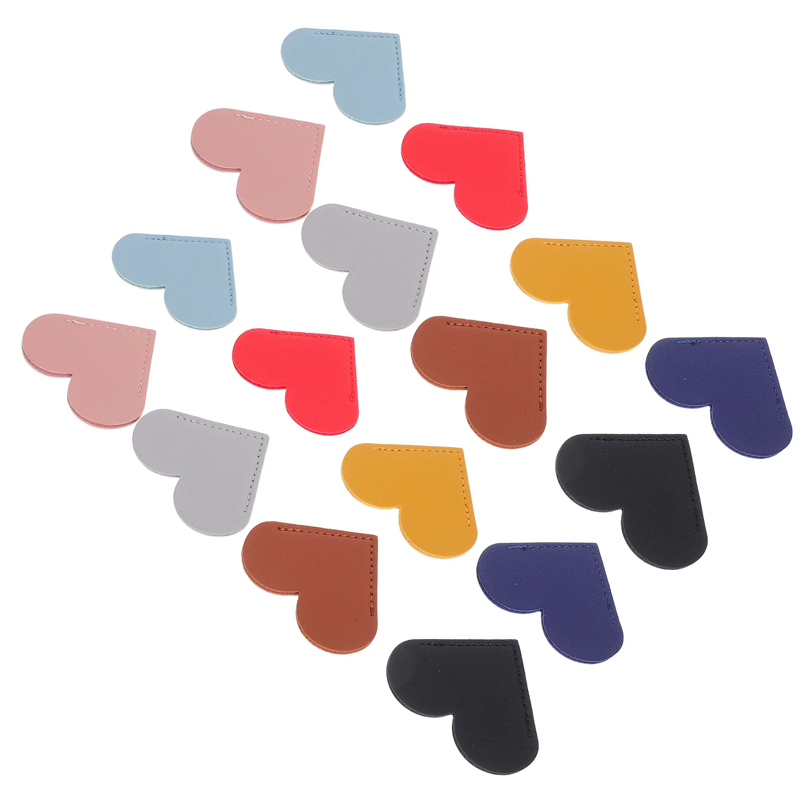 16Pcs PU Heart Bookmarks Cute Corner Page Markers Slim Reading Accessories for Teachers Students Book Lovers