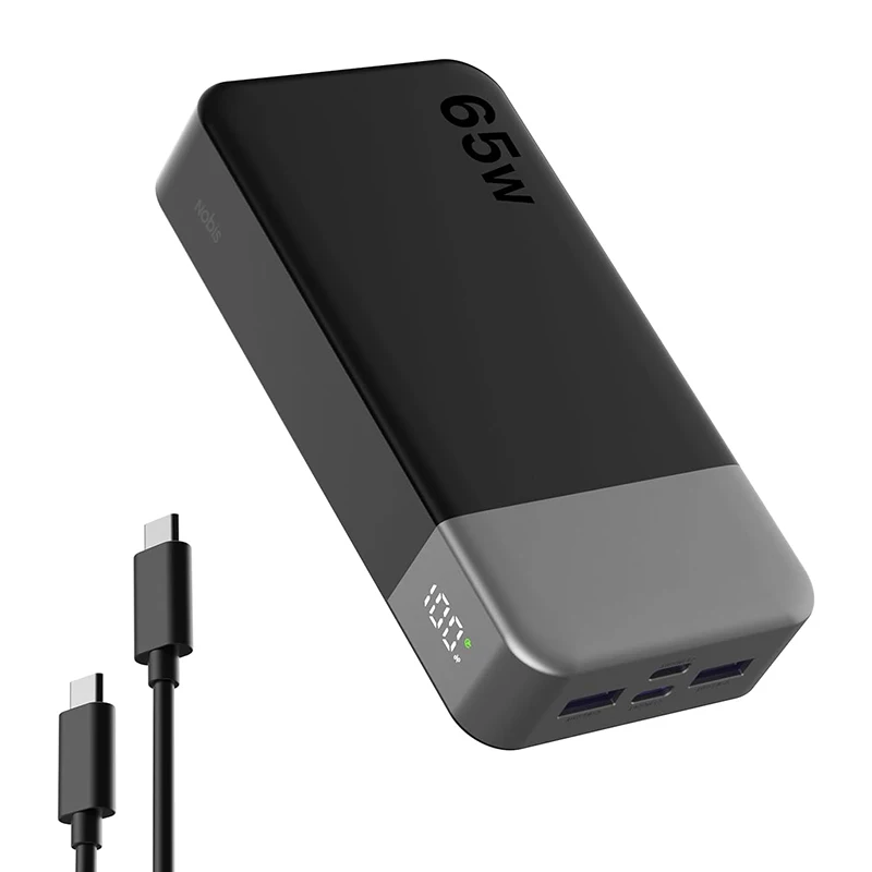 NOBIS Powerbank 65W 20000mAh Tragbares Ladegerät mit Digitalanzeige, Dual USB-C/USB-A Schnellladung für Laptop iPhone 17 16 15 14 13 Samsung S26 S25 S24 S23