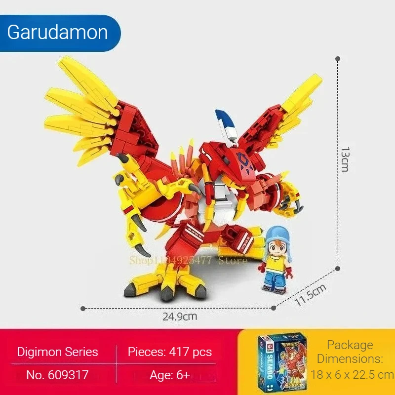SEMBO BLOCK Digimon Adventure Anime Volledige set Blok Greymon Garudamon Assemblagemodel Decoratie Puzzel Kinderspeelgoed Cadeau