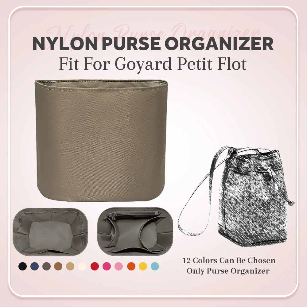 

Nylon Purse Organizer Insert, Inside Bucket Bag Insert Fit for Goyard Petit Flot Durable Mini Inner Liner Bag Organizer Insert