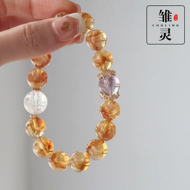 

Natural Citrine Bracelet, Women's Light Luxury Fashion Lucky Bracelet, Jewelry, Original Design