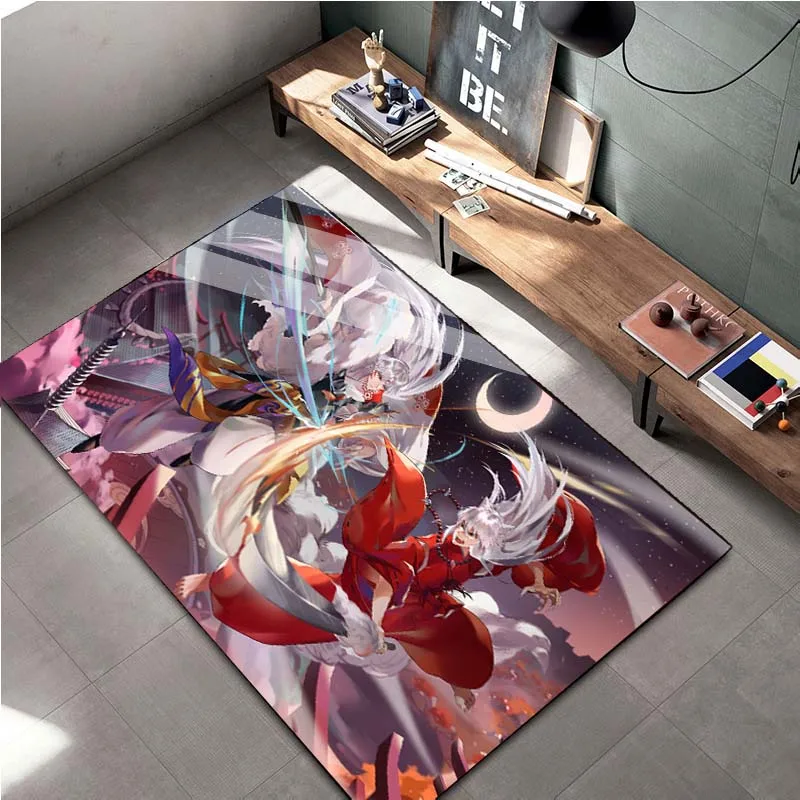 15 Sizes Anime Inuyasha Demon Carpet Rug for Living Room Bedroom Doormat Floor Decoration Children Room Bathroom Anti-slip Rug