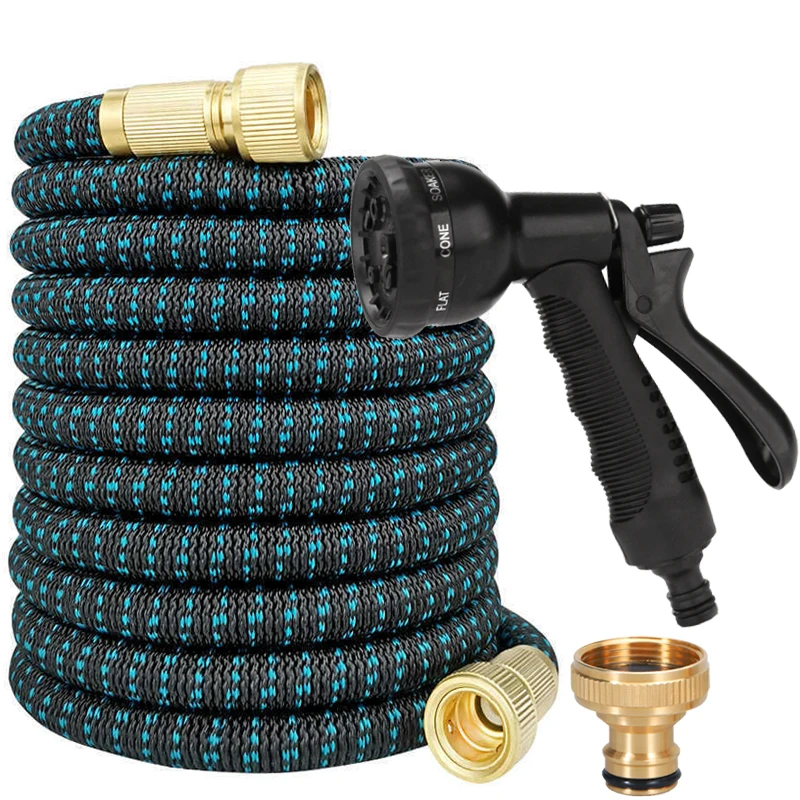 Garden Hose, Flexible Watering Double Latex Hose, High-Pressure Car Wash, 8-Function Water Gun, Garden Irrigation Supplies ﻿