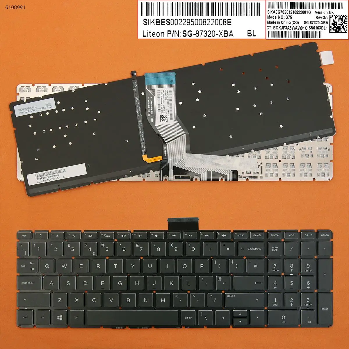 

UK Laptop Keyboard for HP Pavilion 15-cd072nr 15-cd074cl 15-cd075nr 15-cd076cl Black with Backlit